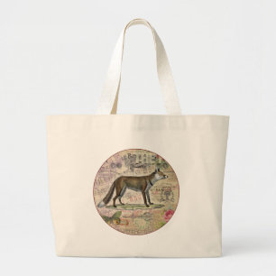 Fuchs-Wildlife-Vintage-Tierillustration Jumbo Stoffbeutel