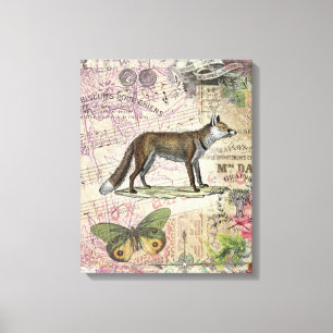 Fuchs-Wildlife-Vintage-Tierillustration Leinwanddruck