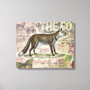 Fuchs-Wildlife-Vintage-Tierillustration Leinwanddruck