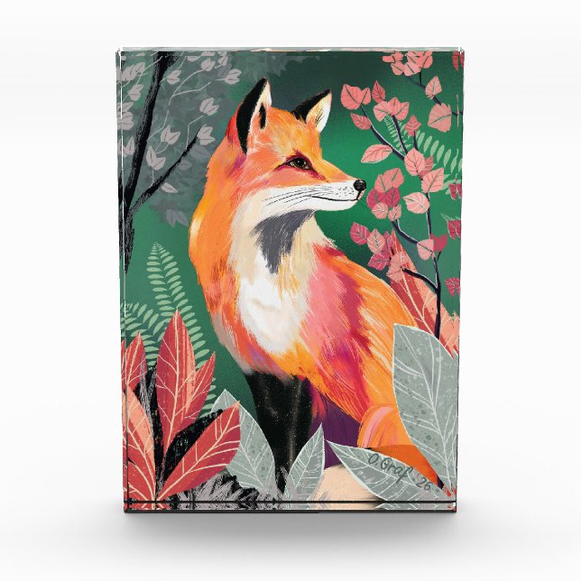 Fuchs Zauberwald Hand-Painted Nature Illustrations Fotoblock (Vorderseite)
