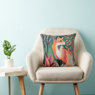 Fuchs Zauberwald Hand-Painted Nature Illustrations Kissen