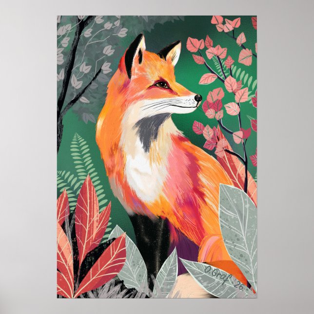 Fuchs Zauberwald Hand-Painted Nature Illustrations Poster (Vorne)