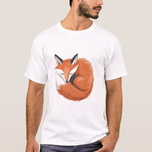 Fuchs zusammengerollt schlafend - Minimalistische T-Shirt