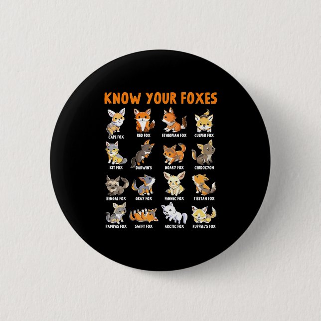 Fuchsarten Kawaii Füchse Lustige Bildung Tier Fo Button (Vorderseite)