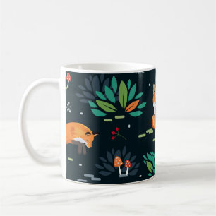 Füchse Bäume Blätter dunkler Hintergrund Kaffeetasse