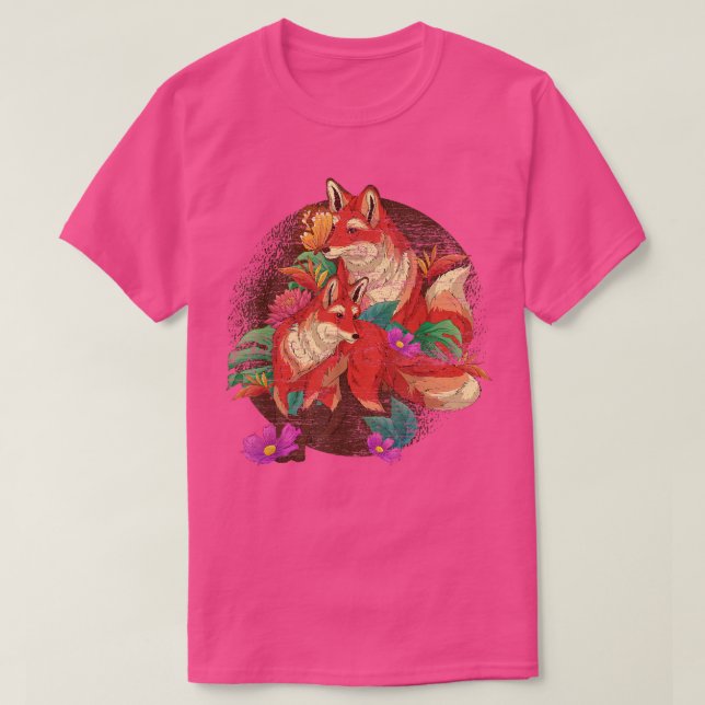 Füchse Blume Naturwald Tierblume Futter T-Shirt (Design vorne)