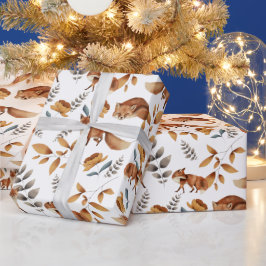 Füchse Blumen Grün Botanisch Geschenkpapier
