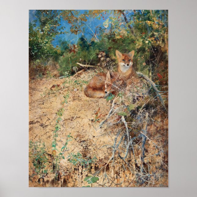 Füchse, Bruno Liljefors Poster (Vorne)