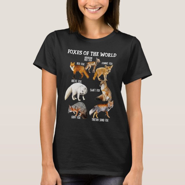 Füchse der Welfüßer Rassen Educational Wild Ani T-Shirt (Vorderseite)