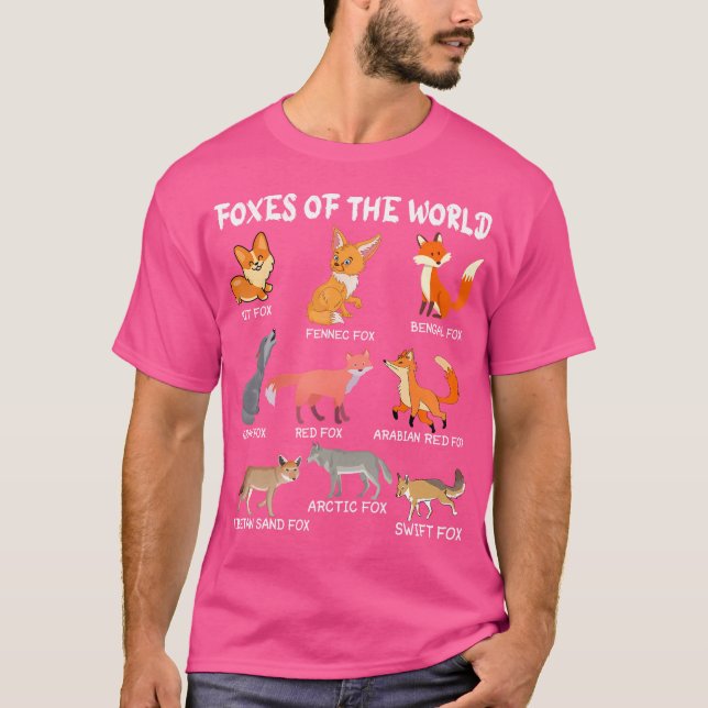 Füchse der Welt Funny Fox Animals Educational T-Shirt (Vorderseite)