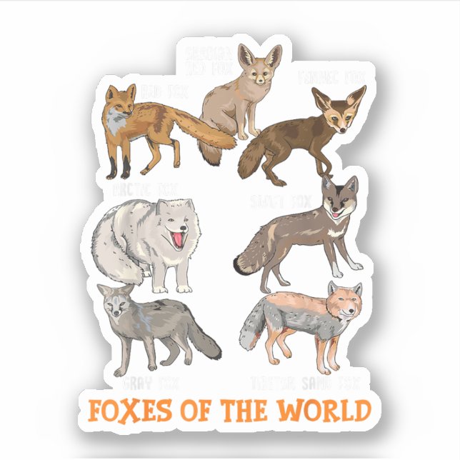 Füchse der Welt Funny Fox Stuff Tiere Educati Aufkleber (Vorderseite)