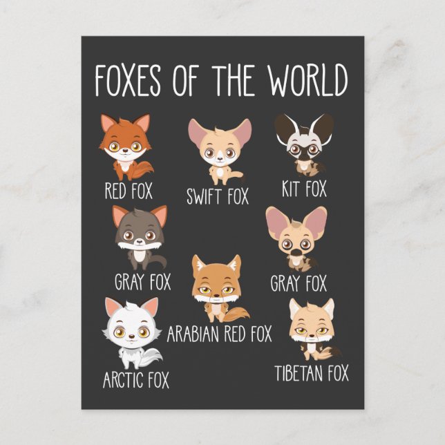 Füchse der Welt - Geschenk für Fox Lover Postkarte (Vorderseite)