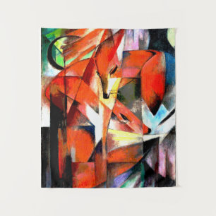 Füchse, die von Franz Marc in digitaler Färbung ge Wandteppich