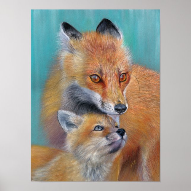 Füchse Druck. Unter ihrem Schutz. Fuchs Poster (Vorne)