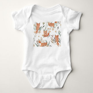 Füchse in Meadows: Aquarellfarben nahtlos Baby Strampler
