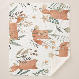 Füchse in Meadows: Aquarellfarben nahtlos Sherpadecke