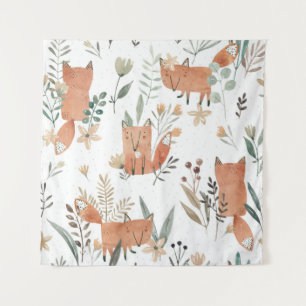 Füchse in Meadows: Aquarellfarben nahtlos Wandteppich