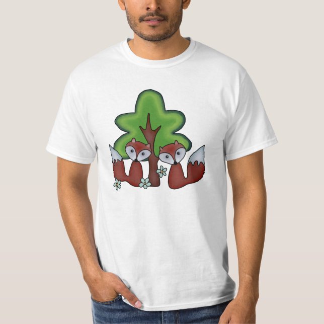 Füchse mit Baum T-Shirt (Vorderseite)