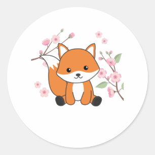 Füchse Süßvieh für Kawaii-Füchse Runder Aufkleber