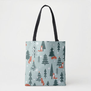 Füchse, Tannen, Winter, bunte Muster