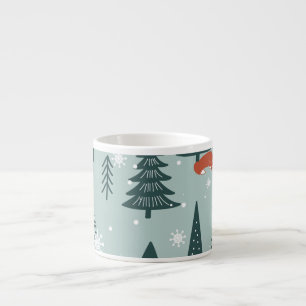 Füchse, Tannen, Winter, farbenfrohes Muster Espressotasse