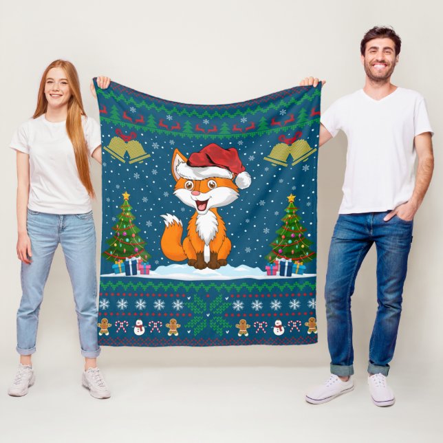 Füchse Tiere Lover Xmas Geschenk Ugly Fox Weihnach Fleecedecke (Beispiel)