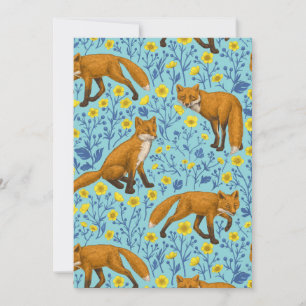 Füchse und Buttercups in Poolblau