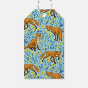 Füchse und Buttercups in Poolblau Geschenkanhänger