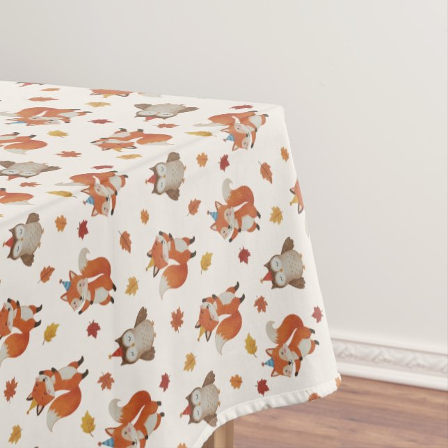 Füchse und Eule Wald Herbst Kindergeburtstag  Tischdecke (Beispiel)