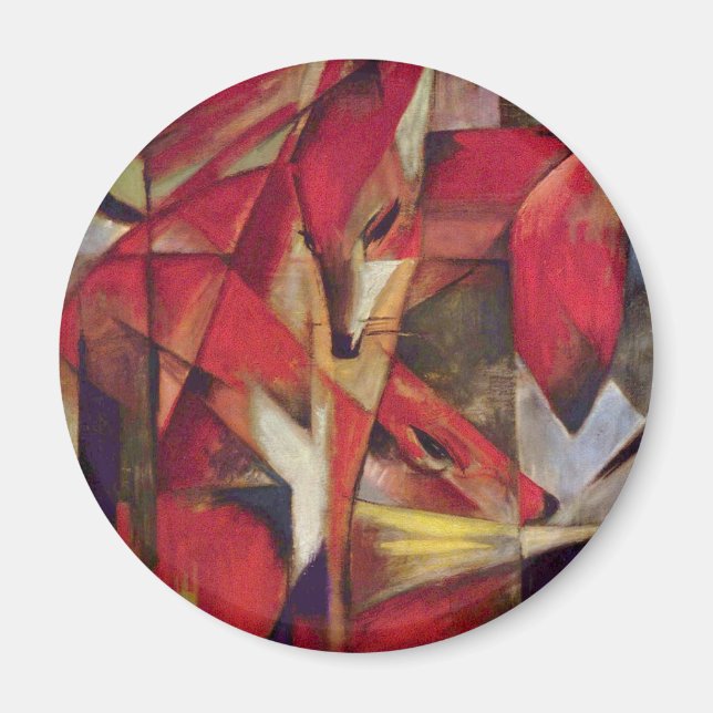 Füchse von Franz Marc, Vintage Abstrakte kubistisc Magnet (Vorne)