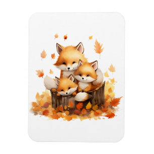 Füchserfamilie Flexibles Foto Magnet