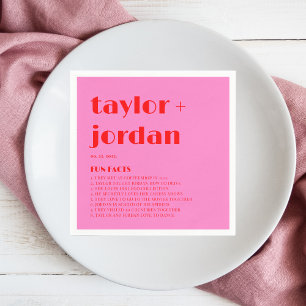 Fuchsfakte Kühne Typografie Rosa Rote Hochzeit Serviette