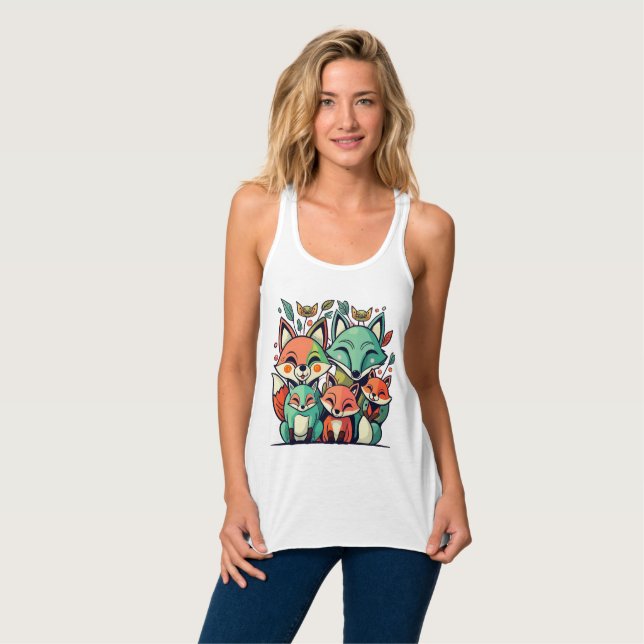 Fuchsfamilie Tank Top (Vorderseite Vollansicht)