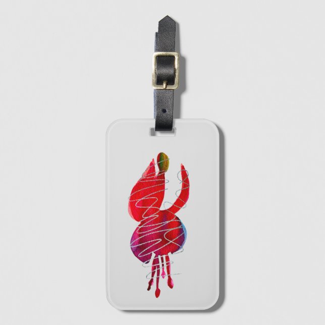 Fuchsia abstrakte Aquarellblüte Gepäckanhänger (Vorderseite Vertikal)