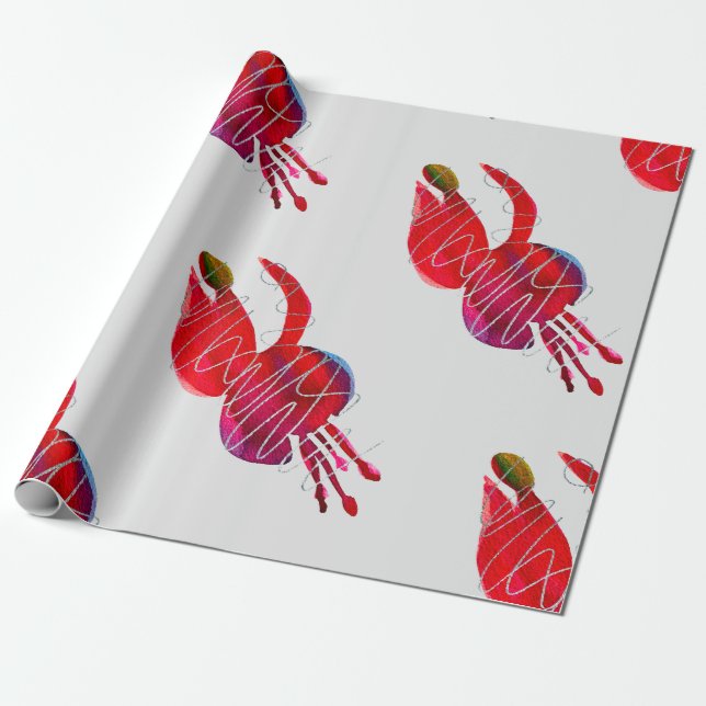 Fuchsia abstrakte Aquarellblüte Geschenkpapier (Ungerollt)