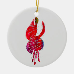 Fuchsia abstrakte Aquarellblüte Keramik Ornament