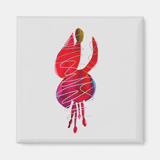 Fuchsia abstrakte Aquarellblüte Magnet (Vorne)