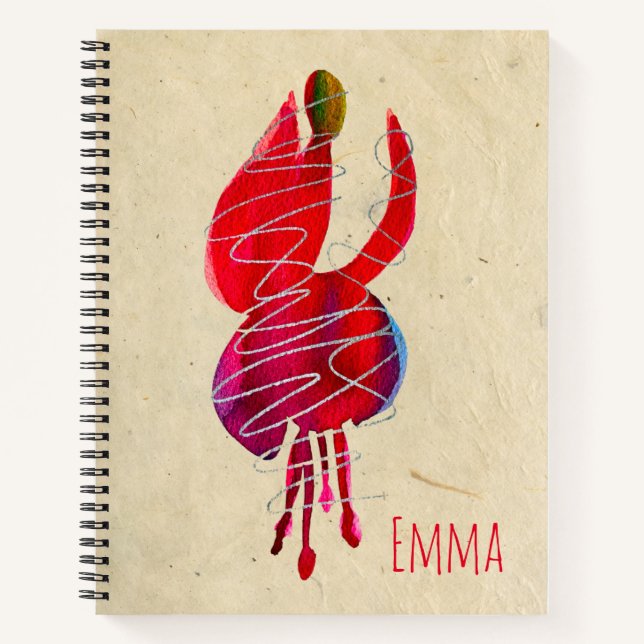 Fuchsia abstrakte Aquarellblüte Notizbuch (Vorderseite)