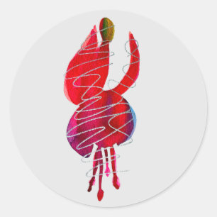 Fuchsia abstrakte Aquarellblüte Runder Aufkleber