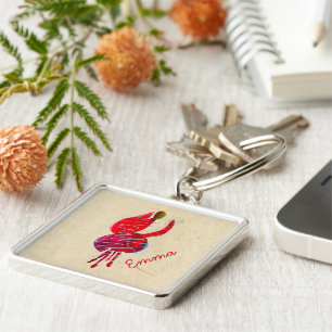 Fuchsia abstrakte Aquarellblüte Schlüsselanhänger