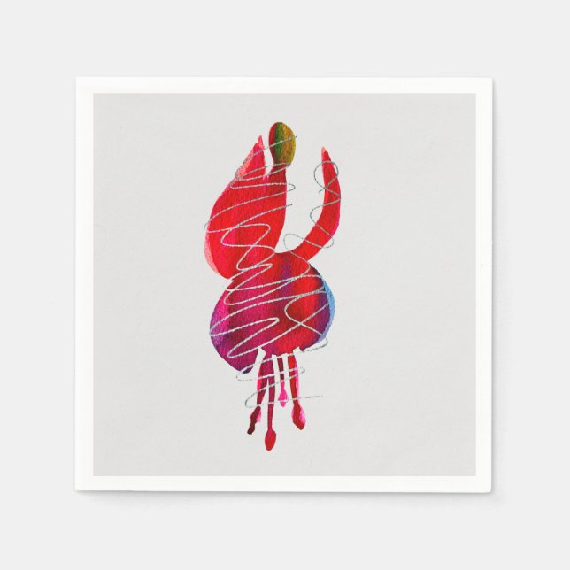 Fuchsia abstrakte Aquarellblüte Serviette (Vorderseite)