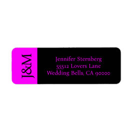 Fuchsia and Black Wedding Return Address Label