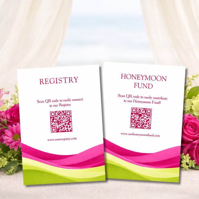 Fuchsia and Lime Green Registry & Honeymoon Fund Begleitkarte (Fuchsia and Lime Green Registry & Honeymoon Fund Enclosure Card)