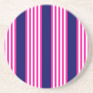 Fuchsia and white five stripes pattern with blue getränkeuntersetzer