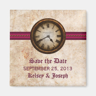 Fuchsia Antik-Uhr Save-the-Date-Magnet Magnet