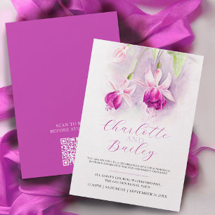 Fuchsia Aquarell Hochzeit Einladung
