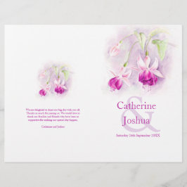 Fuchsia Aquarell lila rosa Hochzeitsprogramm