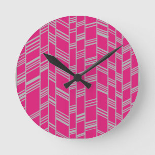Fuchsia Art Deco Runde Wanduhr