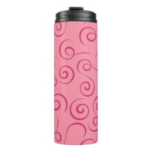 Fuchsia auf rosa Retro Curly Swirl Spiral Thermosbecher