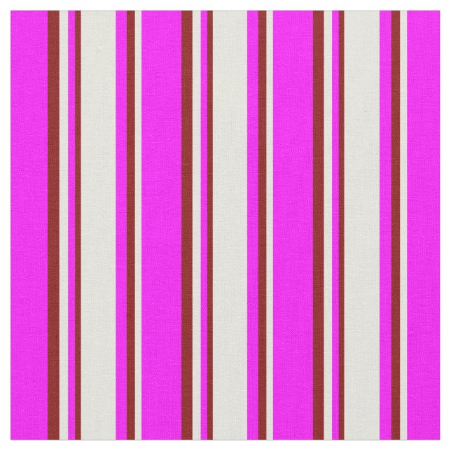 Fuchsia, Beige und Maroon Streifen Muster Stoff (Nahaufnahme)